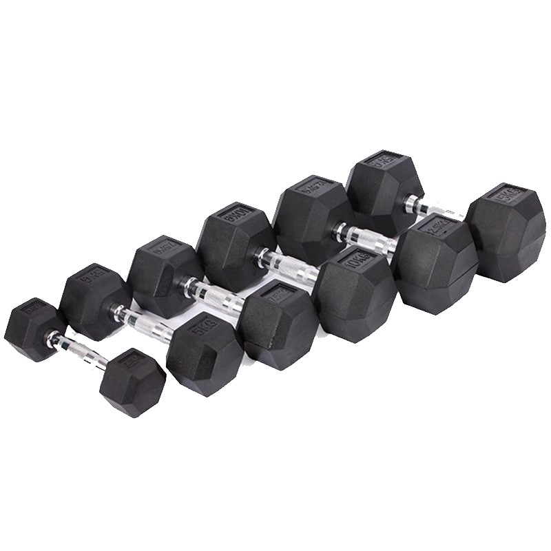 Conjunto de ejercicios para gimnasio, equipo de levantamiento de pesas ajustable, mancuernas de Metal hexagonales antideslizantes